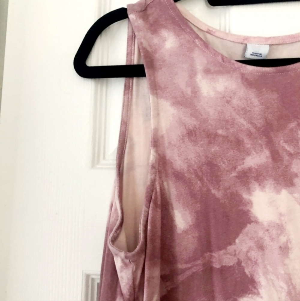 Old Navy Pink Tie Dye Sleeveless Tank Dress Women's Small S Round Neck Summer - Picture 2 of 4